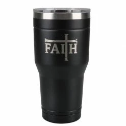 Budget 😀 Lincoln Outfitters "Faith" 30 oz. Religious Tumbler, Black - 89-634-0204 - Tumblers 🔔