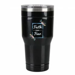 Best deal 🥰 Lincoln Outfitters "Faith Over Fear" 30 oz. Religious Tumbler, Black - 89-631-0204 - Tumblers 🌟