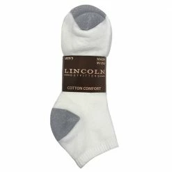 Wholesale 🎁 Lincoln Outfitters Men's Cotton No-Show Sock 3 Pack Large White - L3-950-W-L - 🧦 Socks 🛒