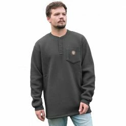 Best reviews of 🛒 Lincoln Outfitters Men's Sherpa Henley Gray - LOKL-E0378-GUNHTR - Long Sleeve 👚 Shirts 🔥