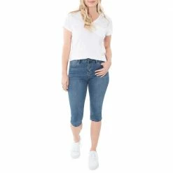 Budget 🤩 Lincoln Outfitters 👩 Women's Denim Pedal Pusher with No-Gap Waistband - SU6952MW - Capris 😉