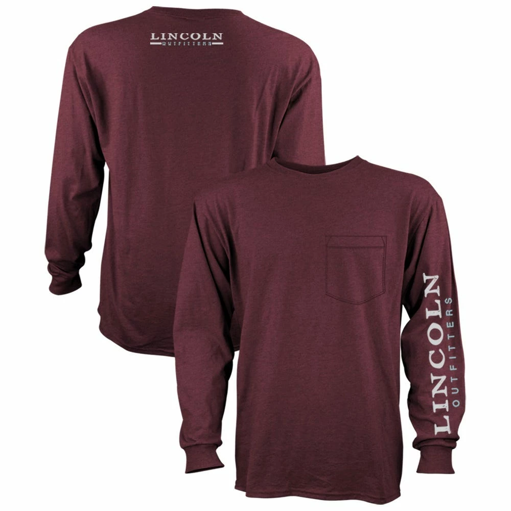 Top 10 ❤️ Lincoln Outfitters Men's Heavyweight Long Sleeve Pocket Graphic Tee Windsor Wine Dark Heather - LOLSPK-01-WWDH - Long Sleeve 👚 Shirts 🔥
