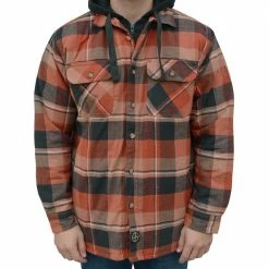 Deals 😉 Lincoln Outfitters Men's Hooded 👚 Shirt Jacket Russet Red - LOHJ-A0417 - Jackets 🔔