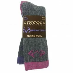 Coupon 🛒 Lincoln Outfitters Ladies Merino Wool Blend Boot Sock - 2 Pack - Grey With Fuchsia/Purple-Ladies Size Medium RT/L2/72120-FU-PU-M - 🧦 Socks 👩 Women's 👍