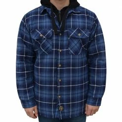 Cheap 😀 Lincoln Outfitters Men's Hooded 👕 Shirt Jacket Navy Blue - LOHJ-A0537 - Jackets ⌛