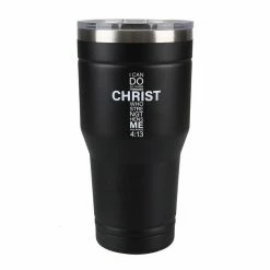 Hot Sale 😉 Lincoln Outfitters "All Things Through Christ" 30 oz. Religious Tumbler, Black - 89-633-0204 - Tumblers 💯