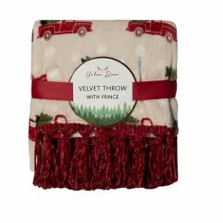 Flash Sale π― Lincoln Outfitters Orange Velvet 50 x 60 Throw with printed truck Patch applique - RK-VELAP-TRK - Blankets & Bedspreads π