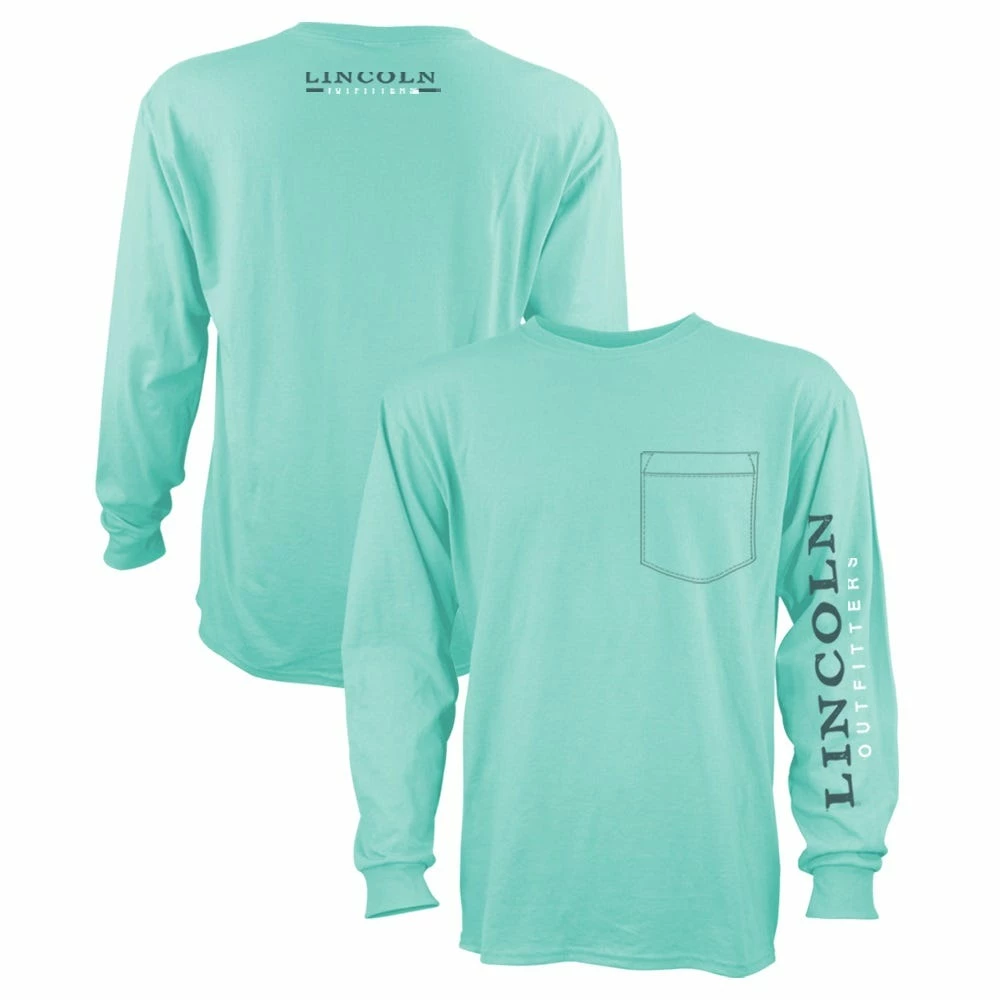 Outlet π Lincoln Outfitters Men's Heavyweight Long Sleeve Pocket Graphic Tee Beach Glass-Β LOLSPK-01-BG - Long Sleeve π Shirts β¨