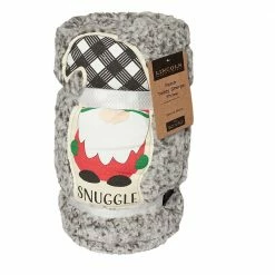 Cheap π Lincoln Outfitters Holiday Gnome Backprinted Teddy Sherpa 50 x 60 Throw with printed Patch applique - RK-TEDAP-HOL - Blankets & Bedspreads π