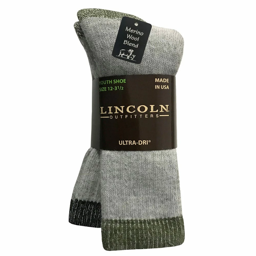 Cheapest βοΈ Lincoln Outfitters Boy's Merino Wool Blend Boot Sock 2 Pack Black - L2/8857-OL/BL - 𧦠Socks π