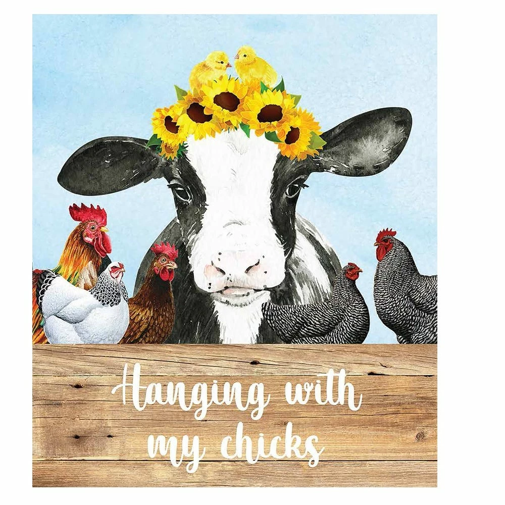Promo ✨ Lincoln Outfitters Hanging with My Chicks Cow Printed Velvet 50 x 60 Throw - RK-PHVEL-CHIK - Blankets & Bedspreads ✨ - Image 2