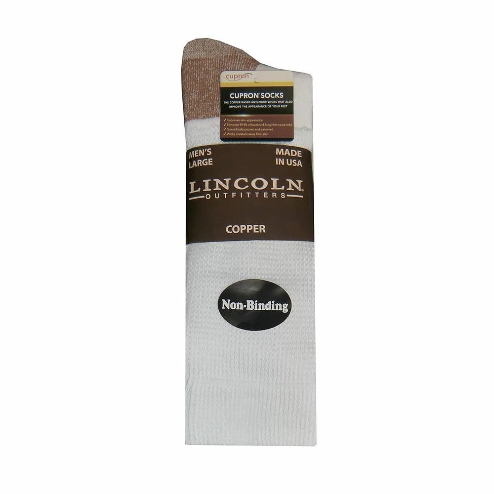 Brand new π Lincoln Outfitters Men's Cupron Copper Non-Binding Sock White - L72303-W - 𧦠Socks π