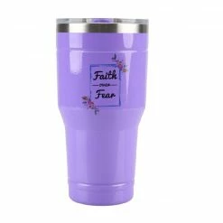 Outlet 🔥 Lincoln Outfitters "Faith Over Fear" 30 oz. Religious Tumbler, Purple - 89-639-0204 - Tumblers 🧨