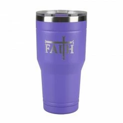 Promo 🌟 Lincoln Outfitters "Faith" 30 oz. Religious Tumbler, Purple - 89-642-0204 - Tumblers ❤️