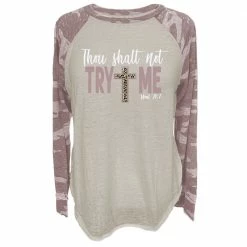 Discount 🔥 Lincoln Outfitters Ladies Long Sleeve Thou Shalt Not Try Me Zephyr Camo T-Shirt - LO-LFR-09 - Long Sleeve 👚 Shirts 👩 Women's 🛒