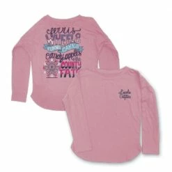 Brand new 🥰 Lincoln Outfitters 👧 Girls' Ferris Wheels And Funnel Cakes Long Sleeve T-Shirt Loyls-04 - 👚 Shirts ⌛