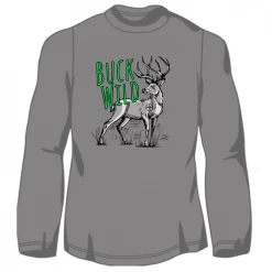 Budget ✨ LO Youth Boy's Buck Wild Long Sleeve T-Shirt Gray - LOYMM-04 - T-Shirts 😉