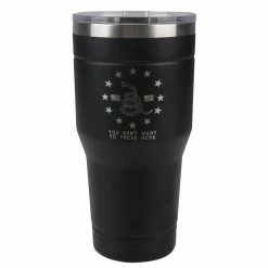 New 💯 Lincoln Outfitters 30oz Tumbler Black Don't Tread On Me - 32631045 - Tumblers 😉
