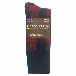 Buy 🧨 Lincoln Outfitters 👩 Women's Buffalo Plaid Merino Wool Crew Sock Red - L72227-RD - 🧦 Socks 🔔