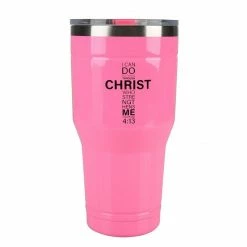 Cheap 💯 Lincoln Outfitters "All Things Through Christ" 30 oz. Religious Tumbler, Pink - 89-637-0204 - Tumblers 🔔
