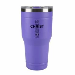 Buy 🛒 Lincoln Outfitters "All Things Through Christ" 30 oz. Religious Tumbler, Purple - 89-641-0204 - Tumblers 🔔