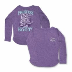New 🌟 Lincoln Outfitters 👧 Girls' This Princess Wears 🥾 Boots Long Sleeve T-Shirt Loyls-05 - 👚 Shirts ⭐