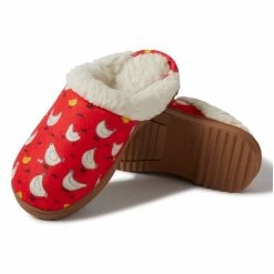Cheapest 😍 Lincoln Outfitters 👩 Women's Printed Scuff with Cuff, Red - 60984 - 👩 Women's Slippers ⌛