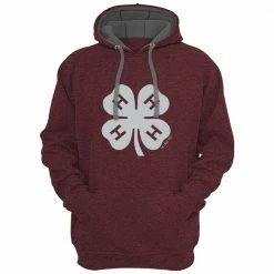 Promo ✔️ Lincoln Outfitters 4-H Filled Clover Men's Long Sleeve Fleece Hoodie - 4HH-03-MAR - Hooded Sweatshirts ⌛