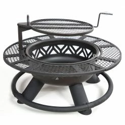 Deals 🤩 Lincoln Outfitters Steel Fire Pit with BBQ Grate - 90-165-0204 - Fire Pits & Heaters 🤩