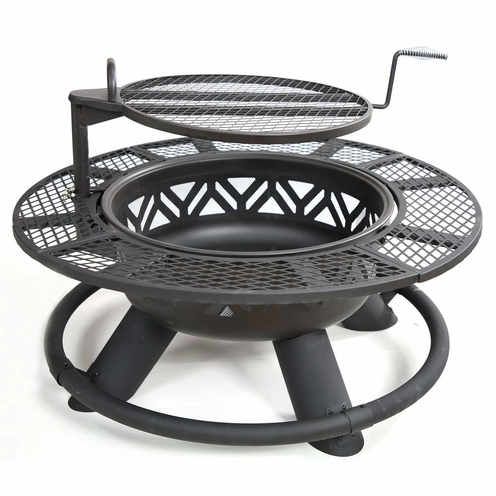 Deals 🤩 Lincoln Outfitters Steel Fire Pit with BBQ Grate - 90-165-0204 - Fire Pits & Heaters 🤩