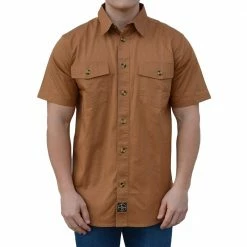 Flash Sale ✔️ Lincoln Outfitters Men's Short Sleeve Flex-Twill Workshirt Brown - LOWS-E0218-242 - T-Shirts 🎉