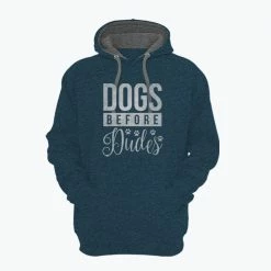 Best Sale 🥰 Lincoln Outfitters 🐕 Dogs Before Dudes Ladie's Long Sleeve Hoodie, Bluesteel Black Heather - LO-LH28 - Hooded Sweatshirts 👩 Women's ✨