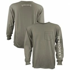 Best Sale ❤️ Lincoln Outfitters Men's Heavyweight Long Sleeve Pocket Graphic Tee Vetiver - LOLSPK-01-V - Long Sleeve 👕 Shirts 🔔