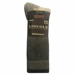 New 😉 Lincoln Outfitters Men's Cupron Anti-Microbial Merino Wool Boot Sock Brown - RT/LO793-BRN - 🧦 Socks ✔️