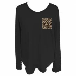 Coupon 🛒 Lincoln Outfitters Ladies Long Sleeve Leopard Pocket Black - LO-LFLSPK-01 - Long Sleeve 👕 Shirts 👩 Women's 🛒