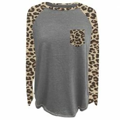 Top 10 🔔 Lincoln Outfitters Ladies Long Sleeve Leopard Pocket Raglan Fashion T-Shirt - LO-LFRPK-01 - Long Sleeve 👕 Shirts 👩 Women's 😉