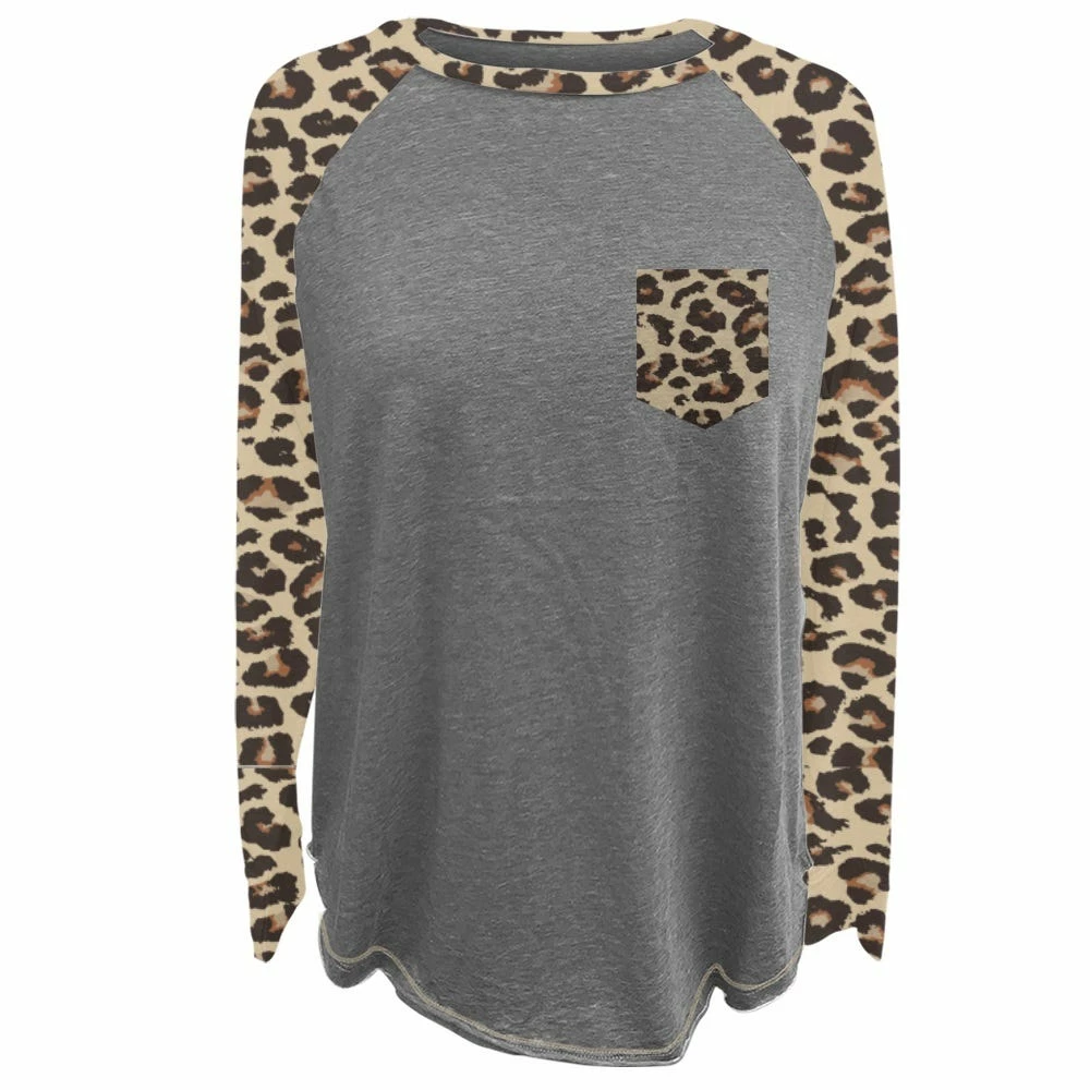 Top 10 🔔 Lincoln Outfitters Ladies Long Sleeve Leopard Pocket Raglan Fashion T-Shirt - LO-LFRPK-01 - Long Sleeve 👕 Shirts 👩 Women's 😉