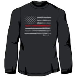 Wholesale 💯 LO Youth Boy's Red Stripe Flag Long Sleeve T-Shirt Black - LOYMM-08 - T-Shirts 💯