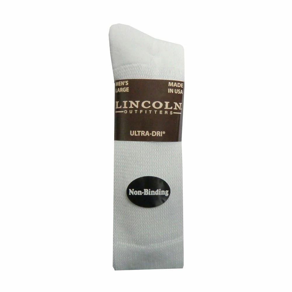 Best Pirce π€© Lincoln Outfitters Men's Non-Binding Ultra-Dri Crew Sock 2 Pack White - L2/923-W - 𧦠Socks π
