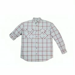 New ⭐ Lincoln Outfitters Men's Long Sleeve Plaid 👕 Shirt Grey/Red - G4359-GRYRED - Long Sleeve 👕 Shirts ⭐